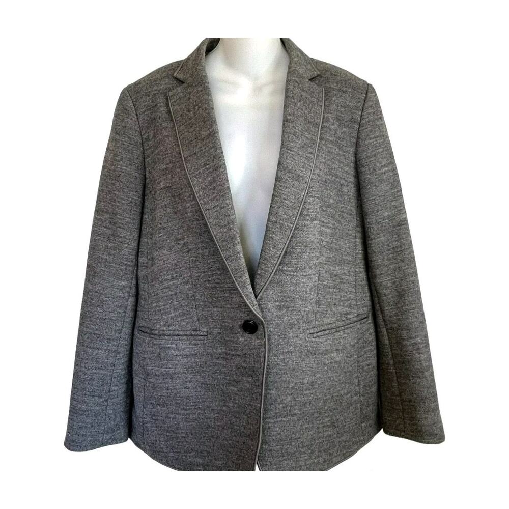 Ann Taylor Heather Gray Sutton Wool Menswear Inspired Blazer Size 2 Petite Chic
